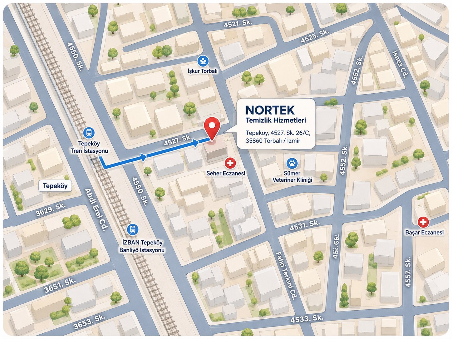 NORTEK TEMİZLİK Tepeköy Torbalı merkez konum kartı